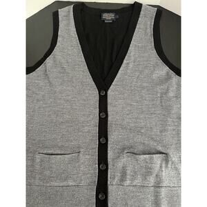 Pendleton Women's Size L Gray Black Vest Wool V-neck Cardigan Vest Look EUC